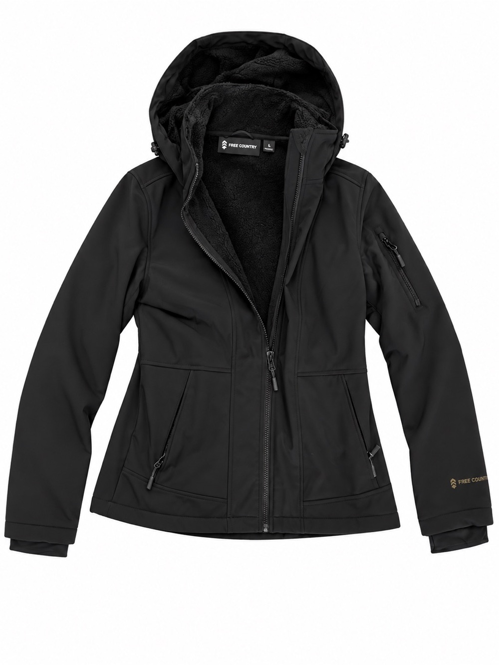 Free Country Black Hooded Softshell Ski Jacket